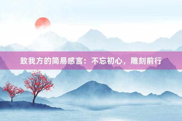 致我方的简易感言：不忘初心，雕刻前行