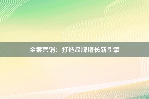 全案营销：打造品牌增长新引擎